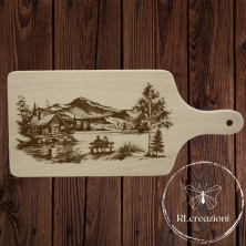 tagliere con incisione laser "Lago". Personalizzato su richiesta