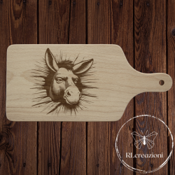 tagliere con incisione laser "Asino". Personalizzato su richiesta
