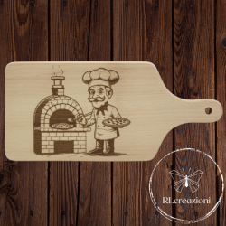Planche à découper avec gravure laser 'Pizzaiolo'. Personnalisation sur demande