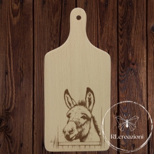Planche à découper avec gravure laser 'Donkey'. Personnalisation sur demande