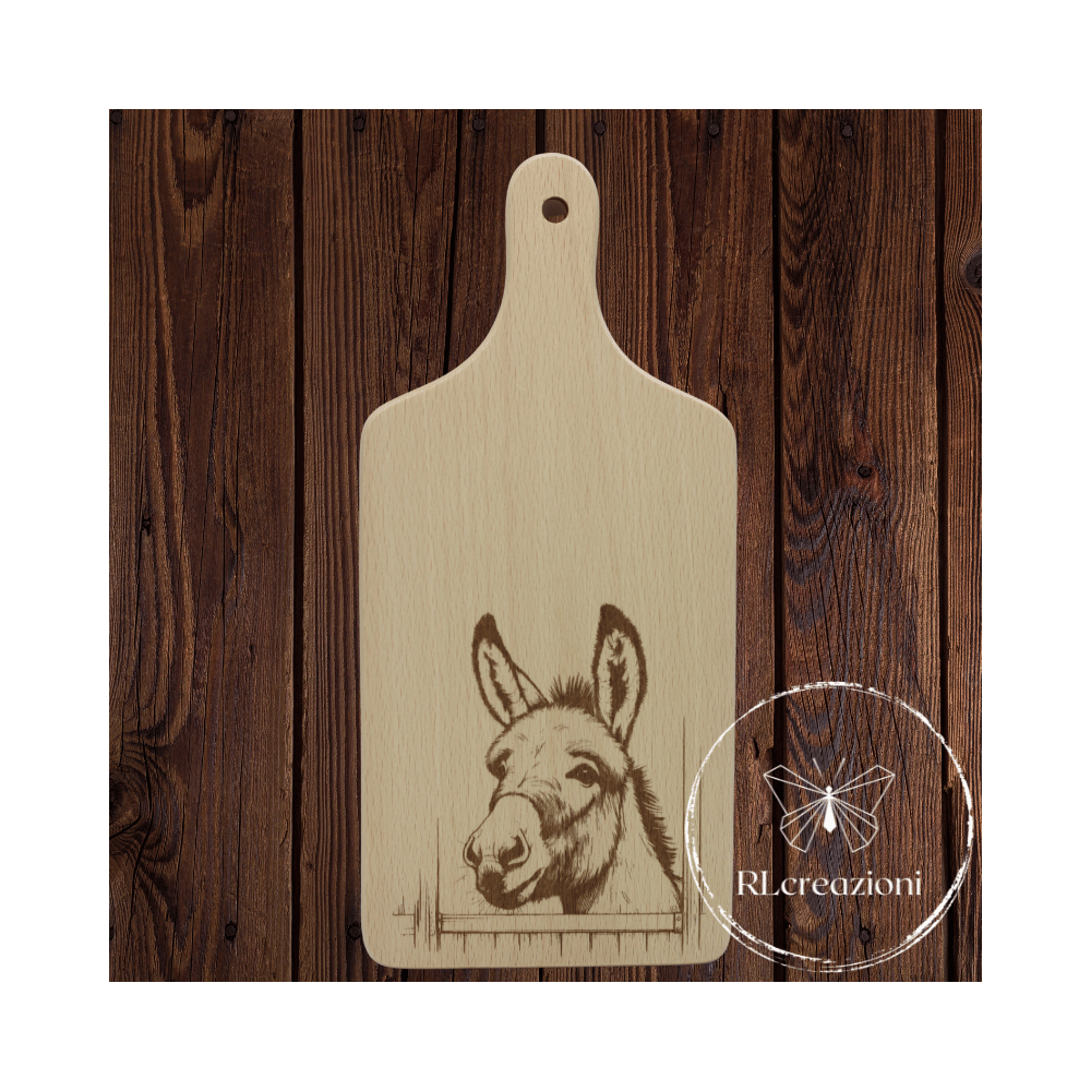 tagliere con incisione laser "Asino". Personalizzato su richiesta