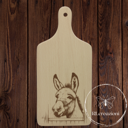 Planche à découper avec gravure laser 'Donkey'. Personnalisation sur demande