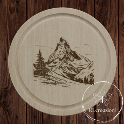 tagliere con incisione laser "Cervino". Personalizzato su richiesta