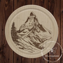 Planche à découper en bois de hêtre naturel avec gravure au laser. Cervin. Personnalisation sur demande