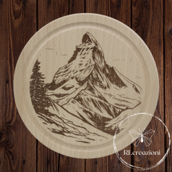 Planche à découper en bois de hêtre naturel avec gravure au laser. Cervin. Personnalisation sur demande