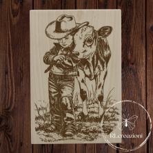 tagliere con incisione laser "Cowboy". Personalizzato su richiesta