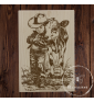 Planche à découper avec gravure laser 'Cowboy'. Personnalisation sur demande