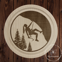 Planche à découper avec gravure laser 'Climbing'. Personnalisation sur demande