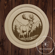 Planche à découper avec gravure laser 'Stag'. Personnalisation sur demande