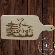Planche à découper en bois de hêtre naturel avec gravure laser. Chèvre. Personnalisation sur demande
