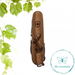 Victorinox Huntsman Wood con incisione laser. 13 funzioni. Personalizzato su richiesta. "Cervo"
