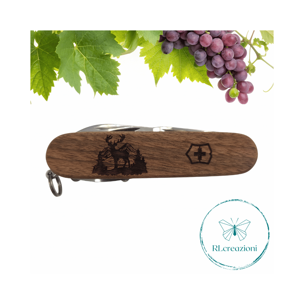 Victorinox Sparta in legno di noce con incisione laser. 10 funzioni. Personalizzato su richiesta