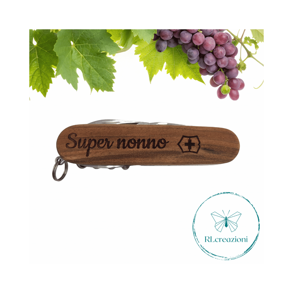 Victorinox Sparta en bois de noyer avec gravure laser. 10 fonctions. Personnalisé sur demande