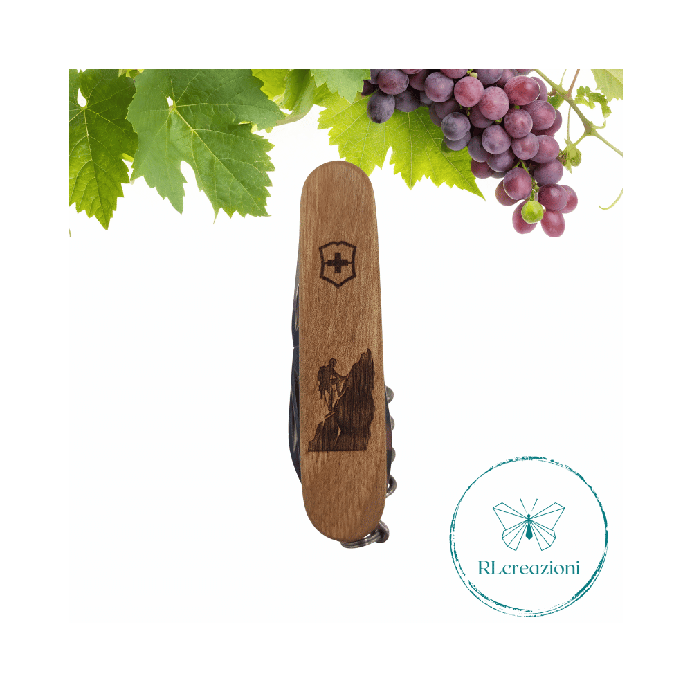 Victorinox Sparta en bois de noyer avec gravure laser. 10 fonctions. Personnalisé sur demande. Escalade