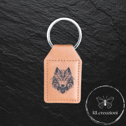 portachiavi in similpelle con incisione laser. Lupo. Personalizzabili. Ideali come gadget aziendali