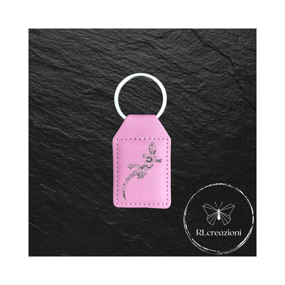 Porte-clés en simili cuir avec gravure laser. Geko. Personnalisables. Idéaux comme gadgets d'entreprise.