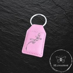 Porte-clés en simili cuir rose avec gravure laser « gecko »