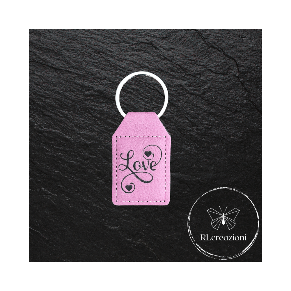 Porte-clés en simili cuir avec gravure laser. Love. Personnalisables. Idéaux comme gadgets d'entreprise.