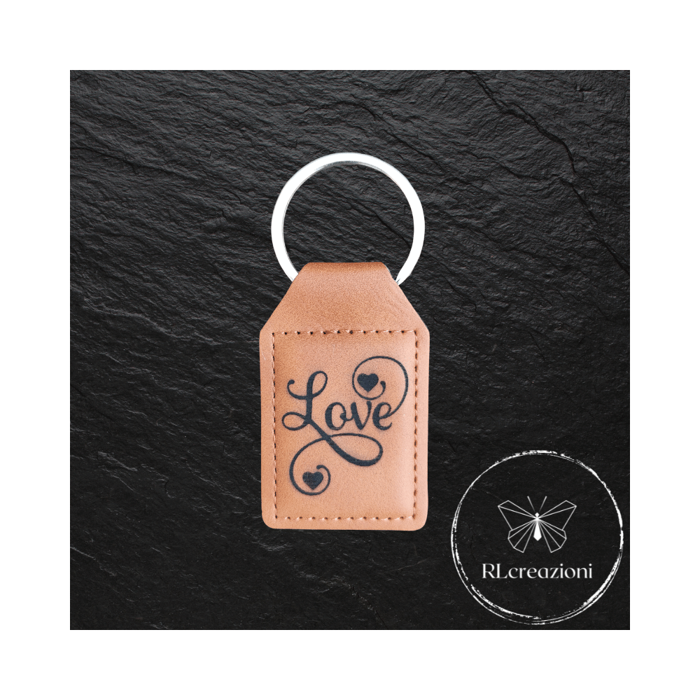 portachiavi in similpelle con incisione laser. Love. Personalizzabili. Ideali come gadget aziendali