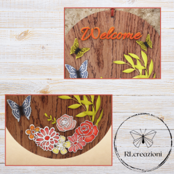 Panneau de porte en bois « Welcome »