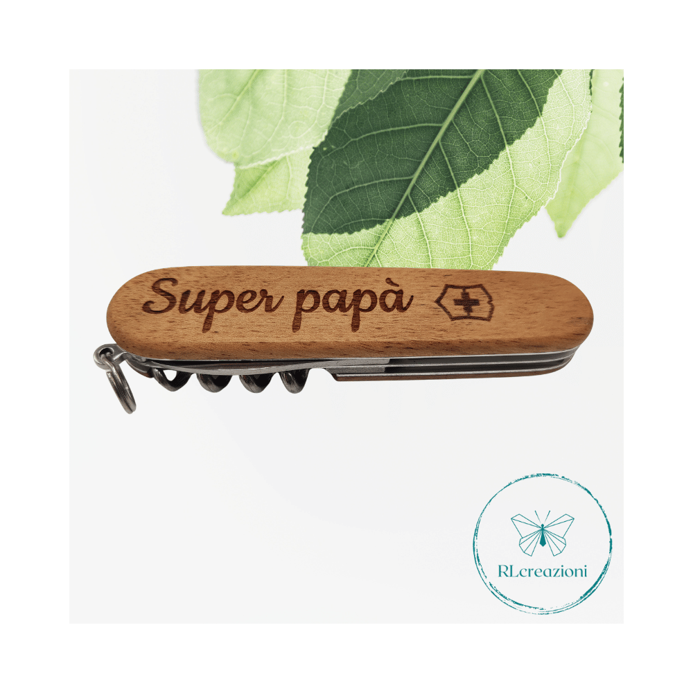 Victorinox Sparta in legno di noce con incisione laser. 10 funzioni. Personalizzato su richiesta