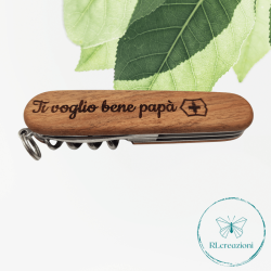 Victorinox Sparta in legno di noce con incisione laser. 10 funzioni. Personalizzato su richiesta