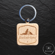 portachiavi in legno con incisione laser. Switzerland. Personalizzabili. Ideali come gadget aziendali