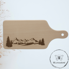 tagliere in legno di faggio con incisione laser. Alpi, montagne.. Personalizzato su richiesta