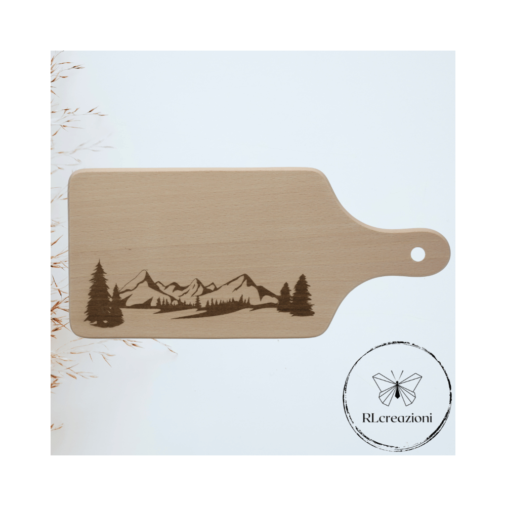 tagliere in legno di faggio con incisione laser. Alpi, montagne.. Personalizzato su richiesta