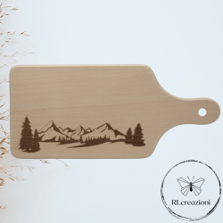 tagliere in legno di faggio con incisione laser. Alpi, montagne.. Personalizzato su richiesta