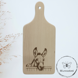 tagliere in legno di faggio con incisione laser. Asino. Personalizzato su richiesta