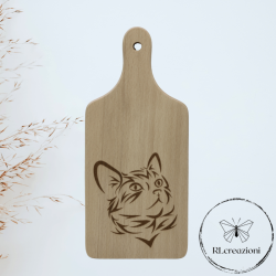 Planche à découper en hêtre avec gravure au laser. Chat. Personnalisée sur demande