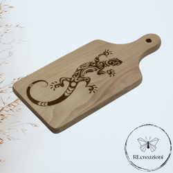 tagliere in legno di faggio con incisione laser. Geko. Personalizzato su richiesta