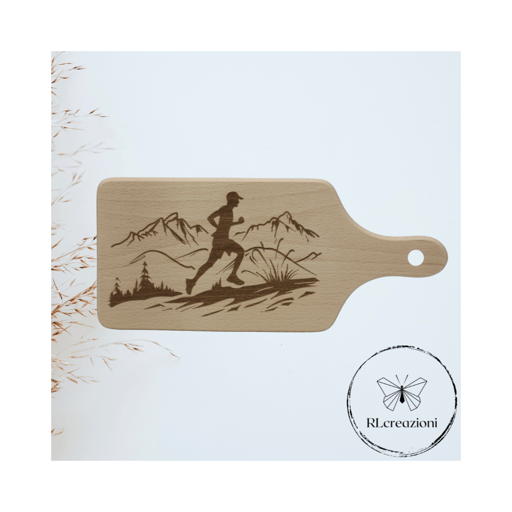 tagliere in legno di faggio con incisione laser. corsa. Personalizzato su richiesta