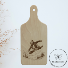 tagliere in legno di faggio con incisione laser. Snowboard. Personalizzato su richiesta