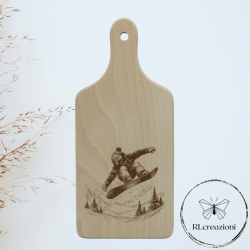 tagliere in legno di faggio con incisione laser. Snowboard. Personalizzato su richiesta