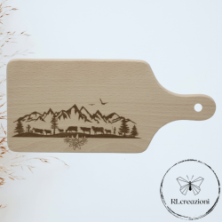 Planche à découper en hêtre avec gravure au laser. Transhumance. Personnalisée sur demande