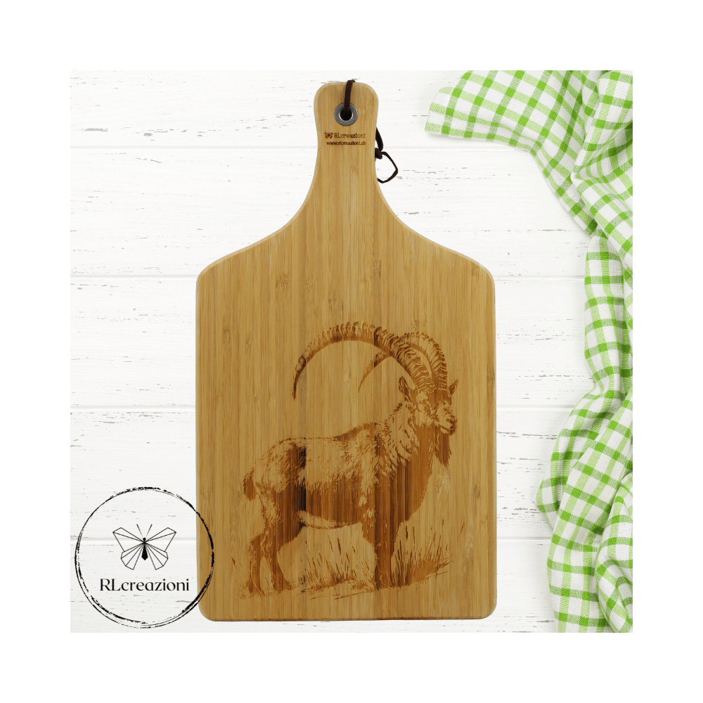 Planche à découper en bambou avec gravure au laser. Ibex