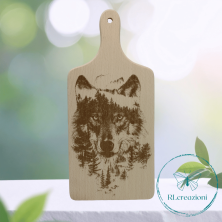 tagliere con incisione laser "Lupo". Personalizzato su richiesta
