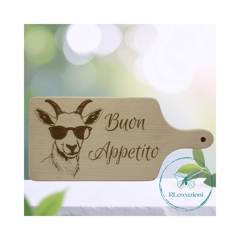 tagliere con incisione laser "capra".Buon appetito. Personalizzato su richiesta