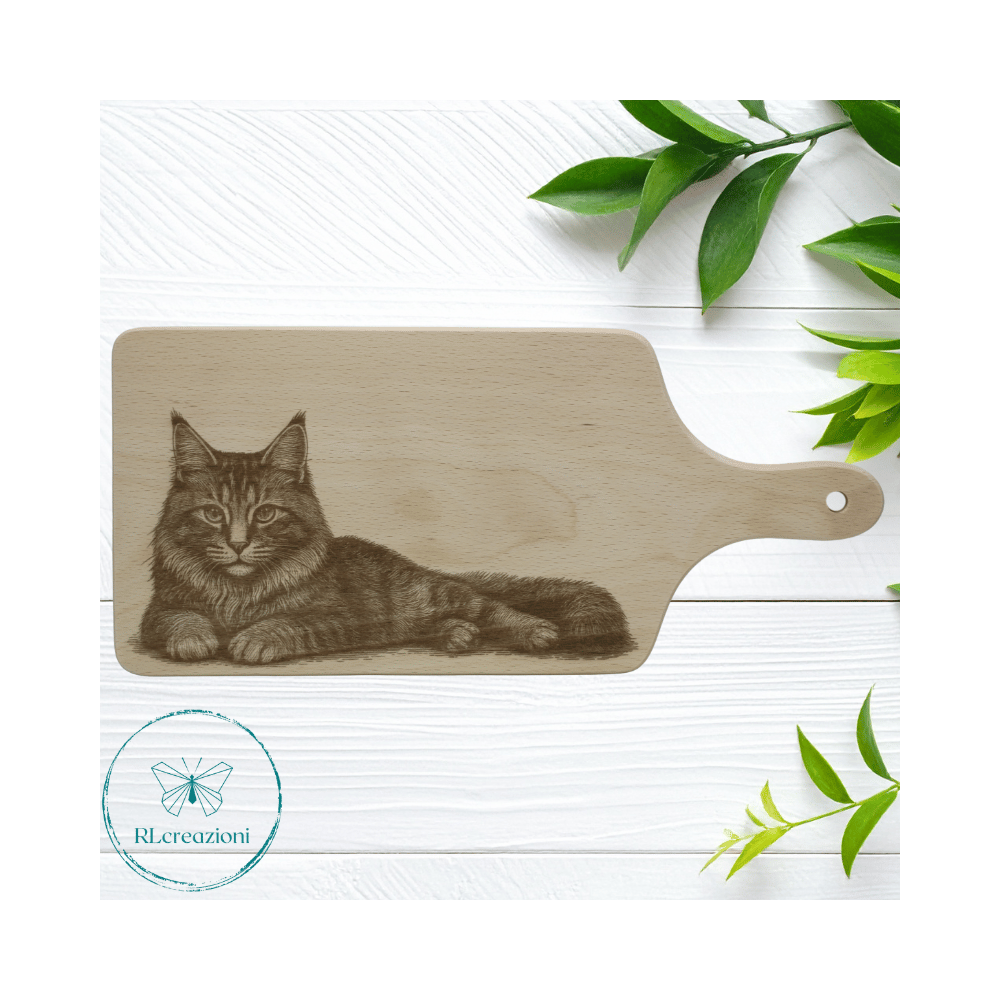 tagliere in legno di faggio. gatto. Personalizzato su richiesta