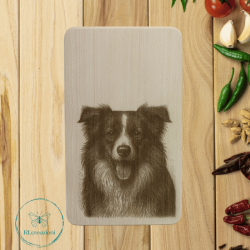 tagliere in legno di faggio. Border collie