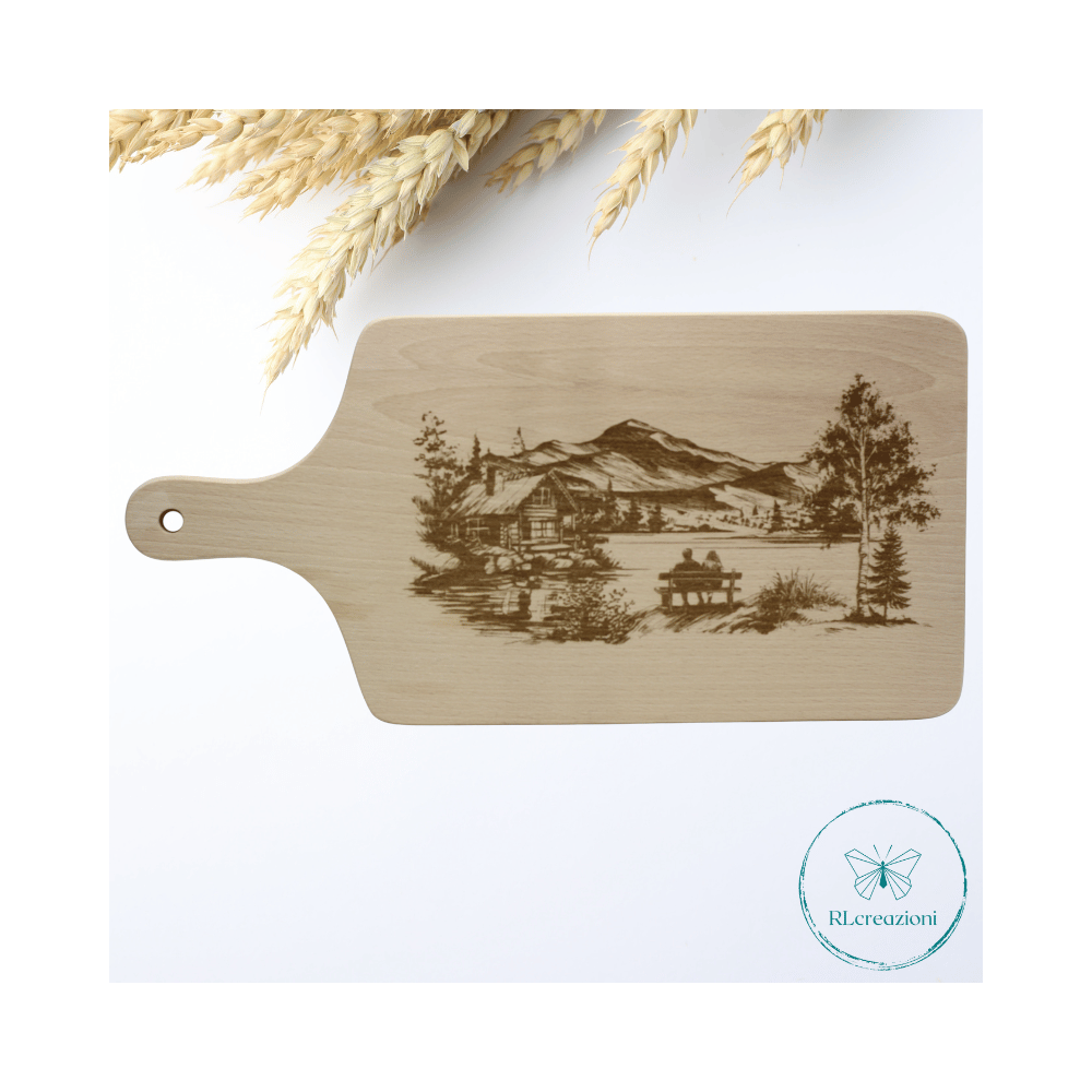 Planche à découper en bois de hêtre avec gravure au laser. Personnalisable sur demande