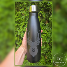 bottiglia thermos in acciaio inox. incisione laser. Cervo