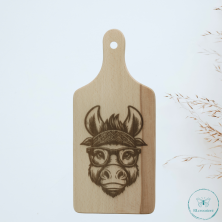 Planche à découper en bois de hêtre avec gravure au laser. Âne. Personnalisée sur demande