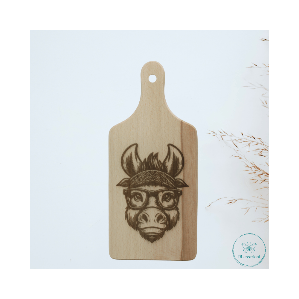 Planche à découper en bois de hêtre avec gravure au laser. Âne. Personnalisée sur demande