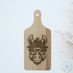 Planche à découper en bois de hêtre avec gravure au laser. Âne. Personnalisée sur demande