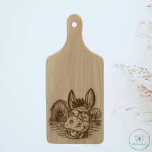 tagliere in legno di faggio con incisione laser. Asino. Personalizzato su richiesta