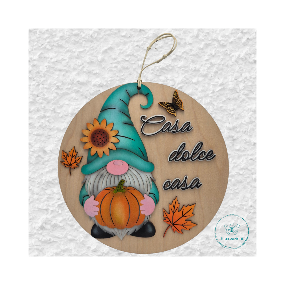 Decorazione per la casa. Taglio laser. Aerografo. Gnomo. Autunno