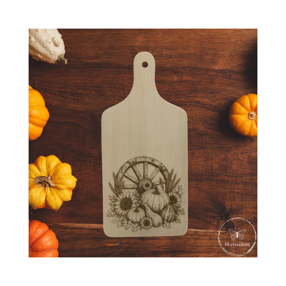 Planche à découper en bois de hêtre avec gravure au laser. Personnalisable sur demande